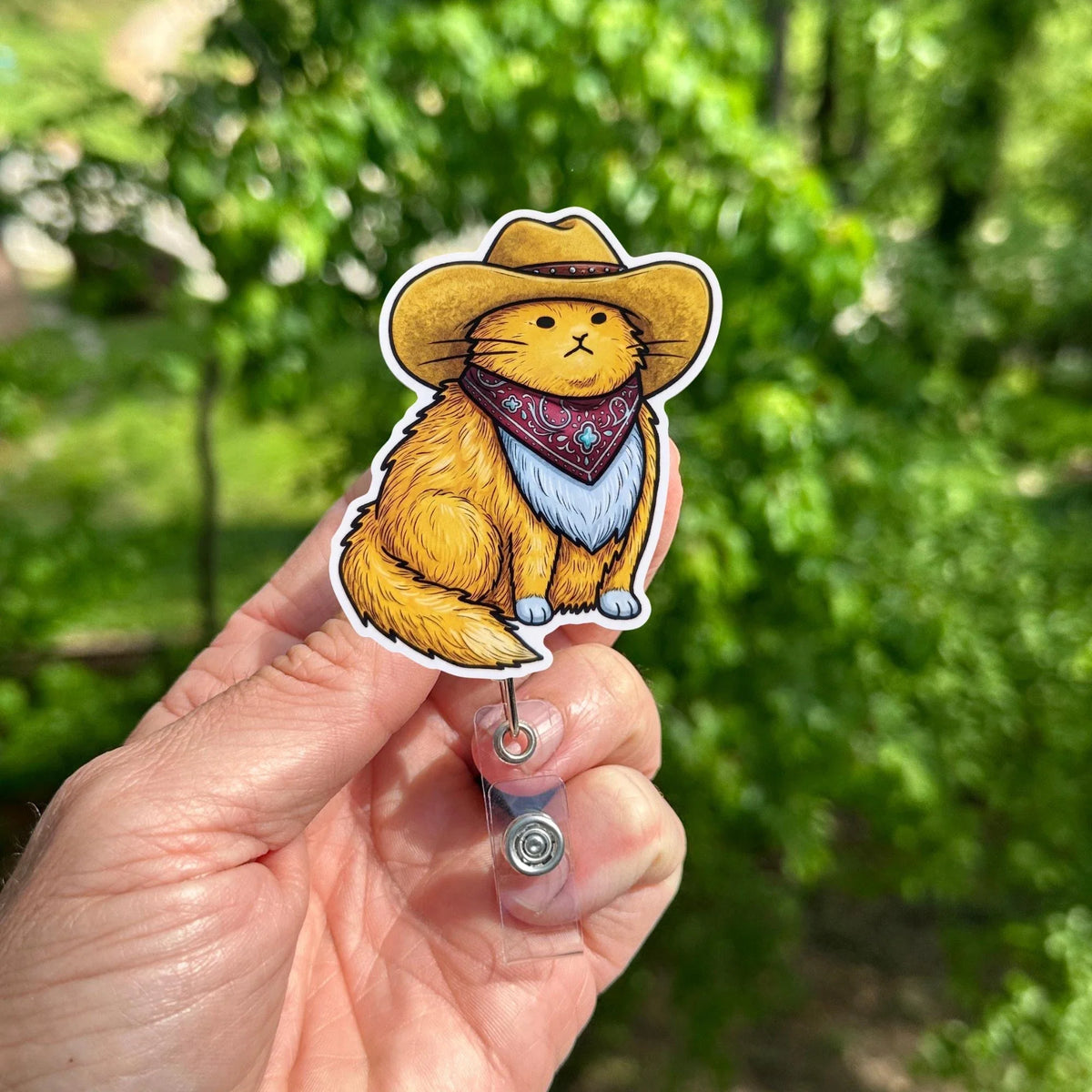 Yellow Cat Cowboy Badge Reel