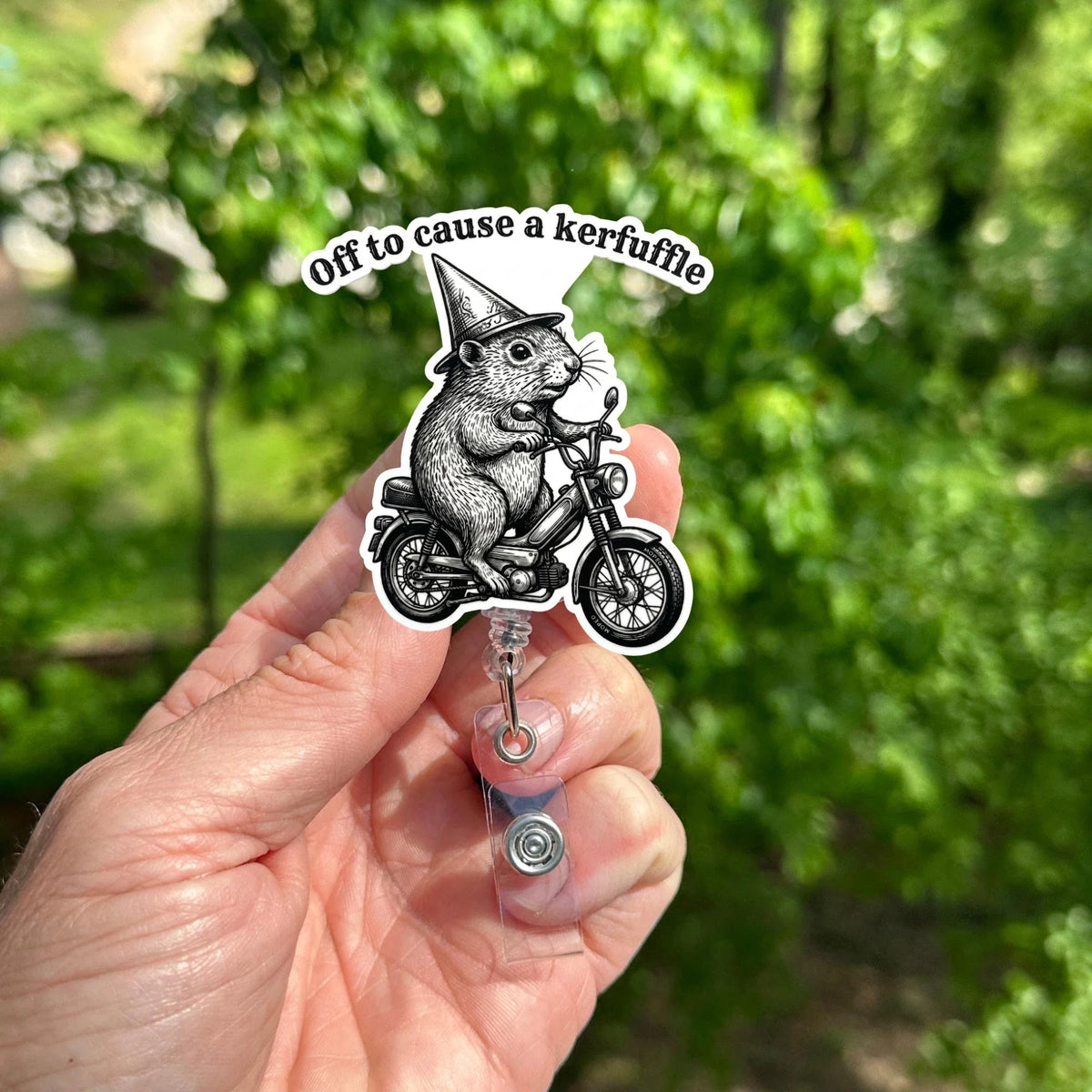 Moped Mouse Nurse Badge Reel