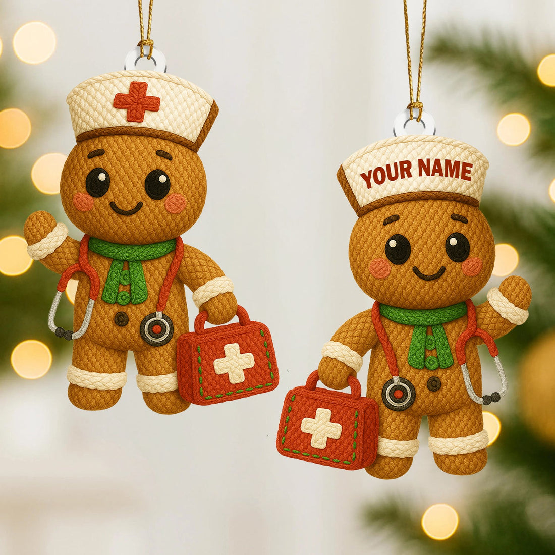 Personalized Gingerbread Nurse Xmas Keepsake Ornament