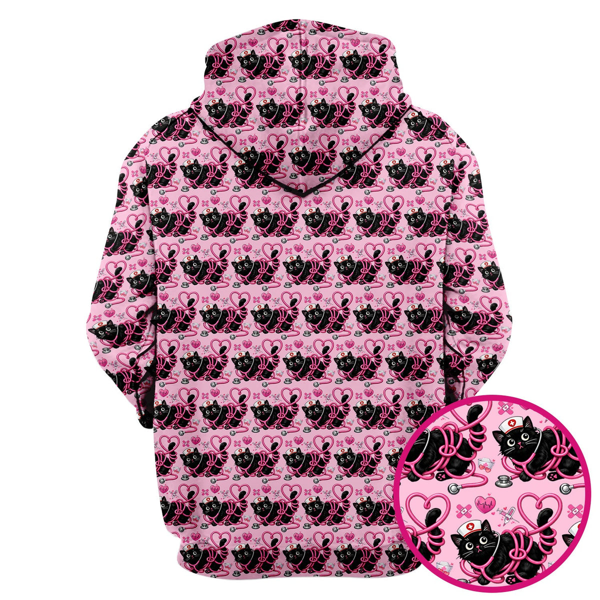 Valentine Cat Nurse Heart Scrub Top
