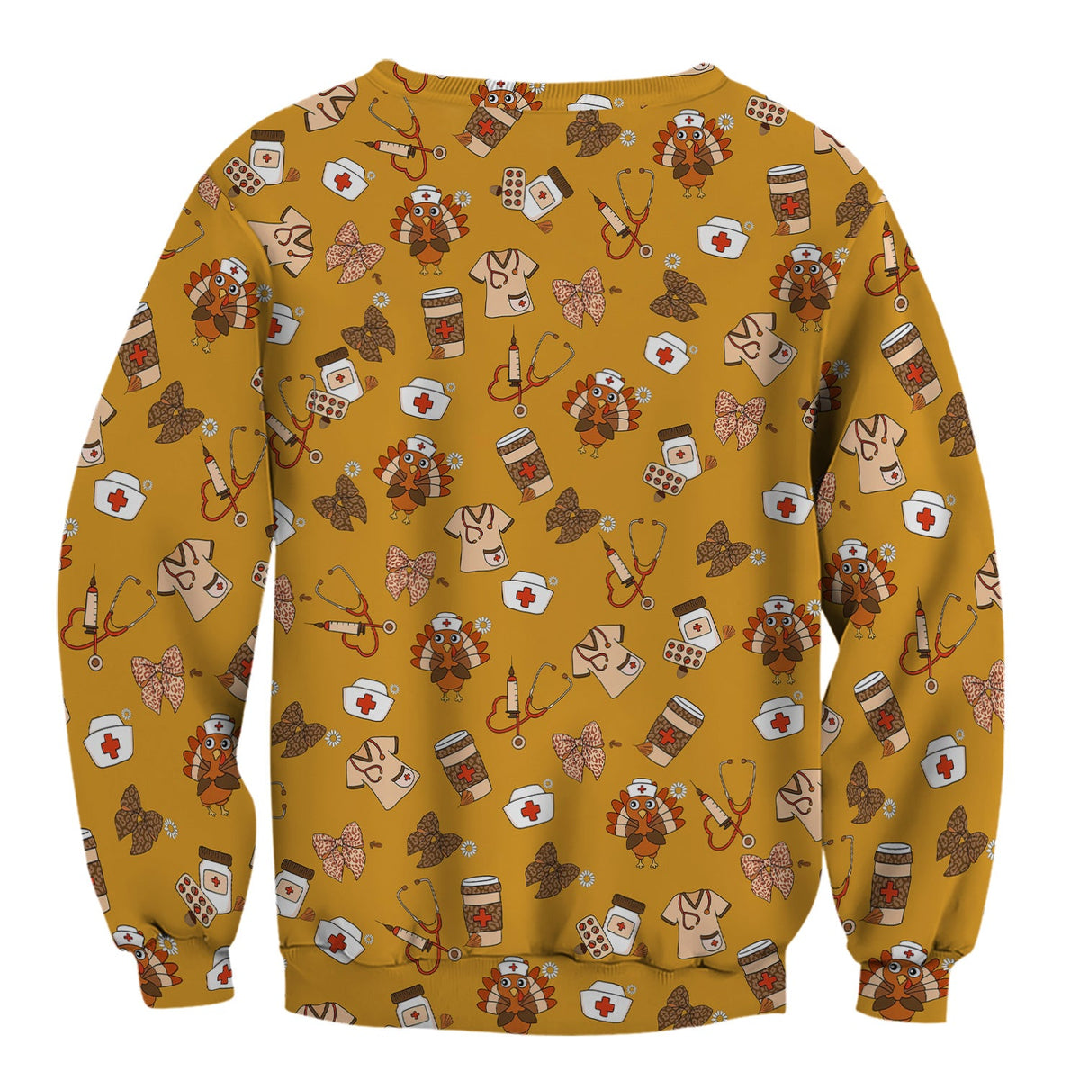 Cute Nurse Fall Season Scrub Top - Thanksgiving Turkey & Stethoscope Medical Design  - Gift for RN LPN CNA