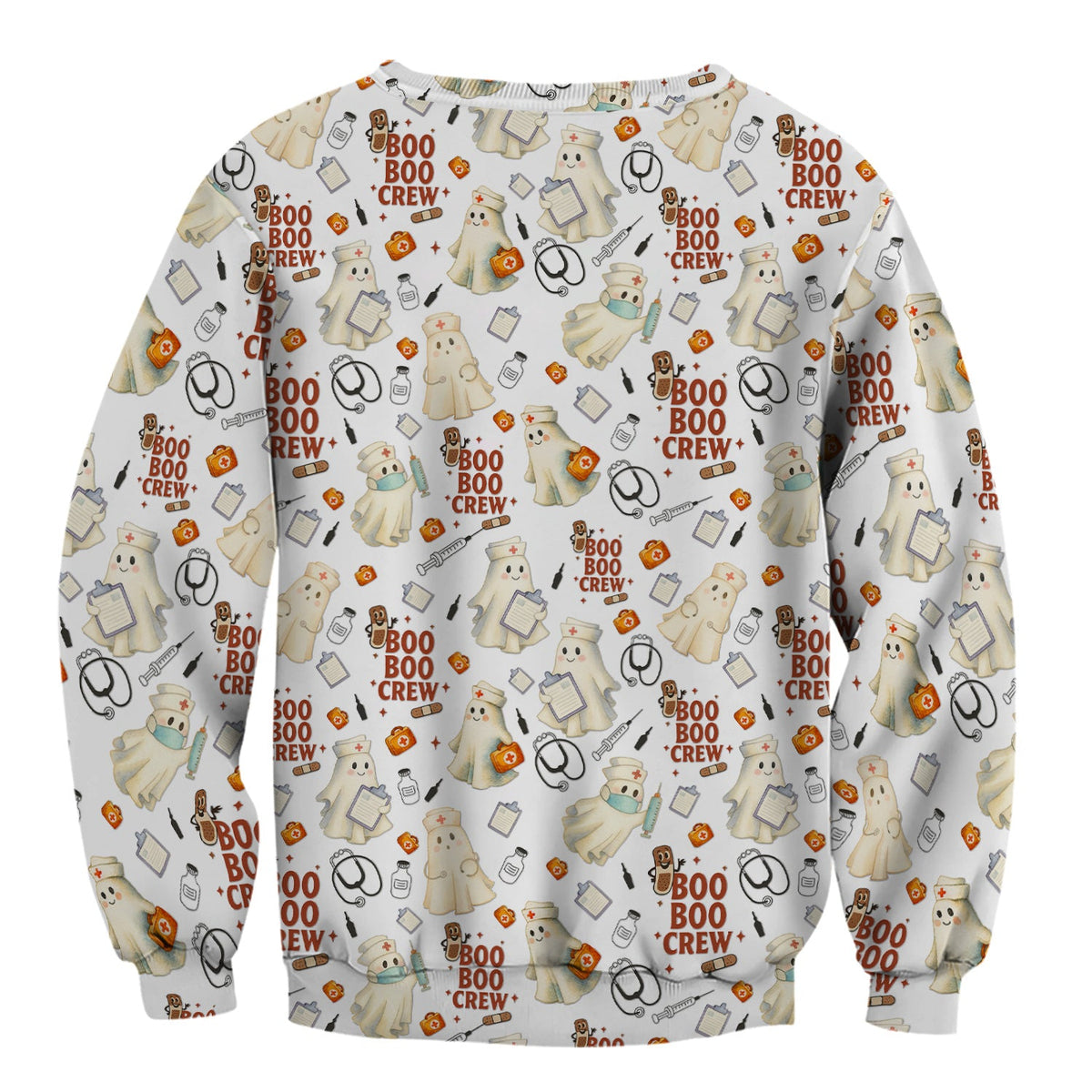 Boo Boo Crew Funny Ghost Nurse Scrub Top