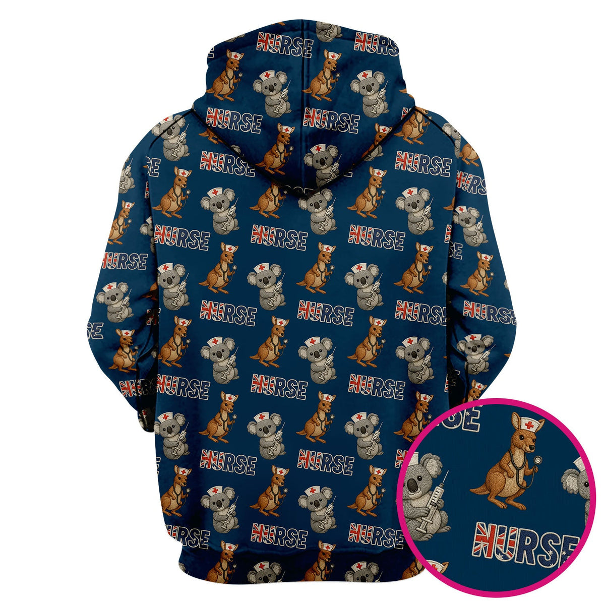 Cute Koala Kangaroo Scrub Top, Australian Nurse Pattern Shirt,  Breathable Fabrics Nursing Uniform