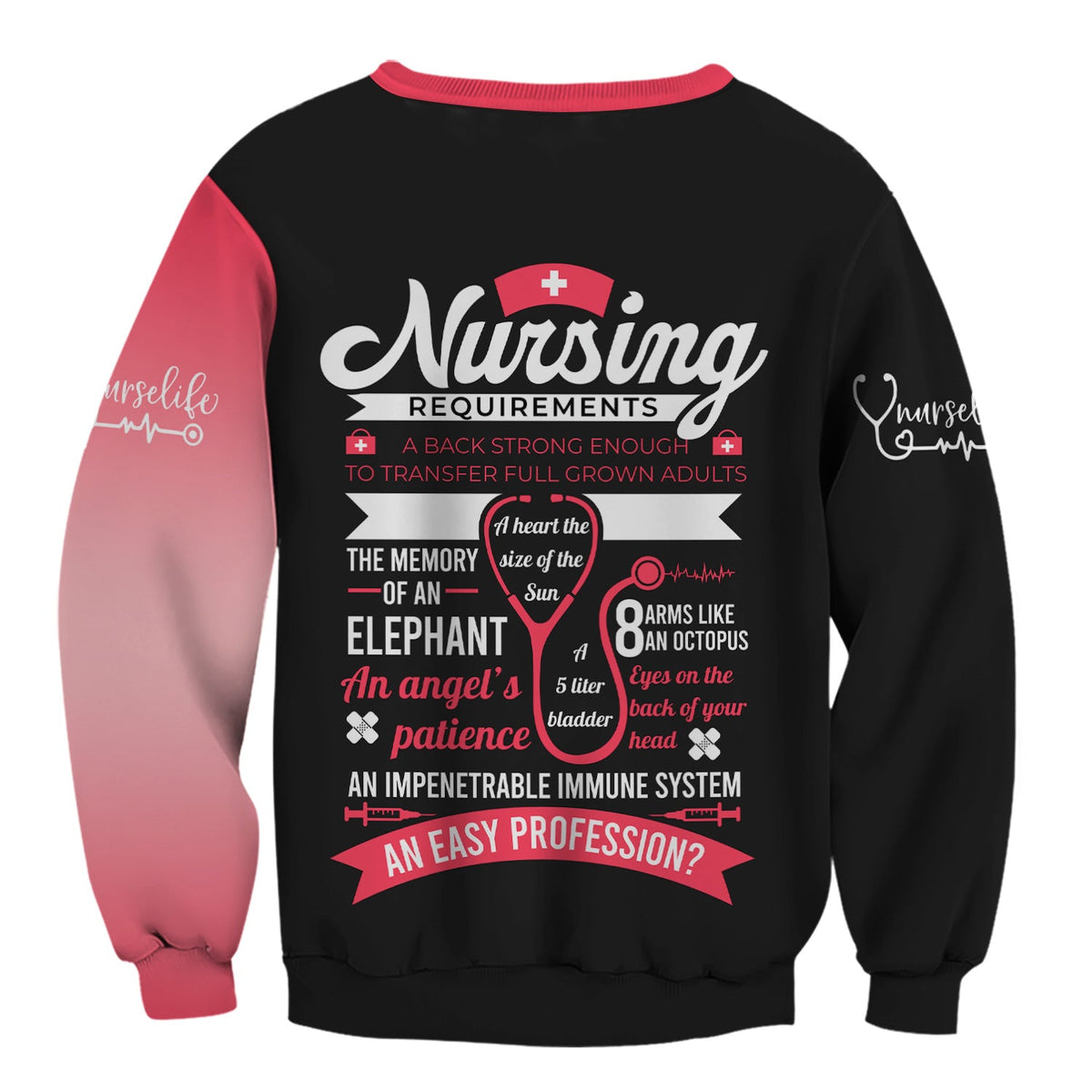Personalized Nurse Life Scrubs for Women RN LPN CNA - Cute Pink and Black Syringe Bow Design - Funny Medical Quote Gift for Healthcare Workers in Nursing Field