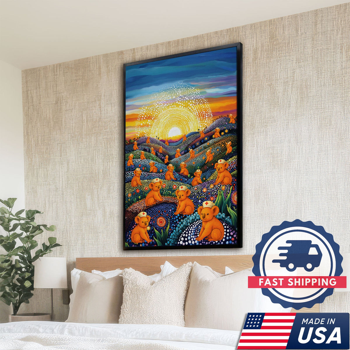 Australian Koala Dot Art Nurse Canvas