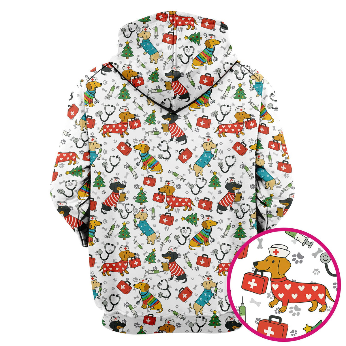 Christmas Dachshund Nurse Scrub Top