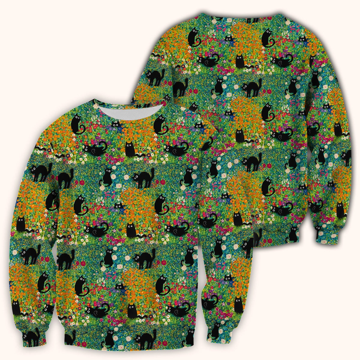Black Cat Flower Garden Nurse Scrub Top