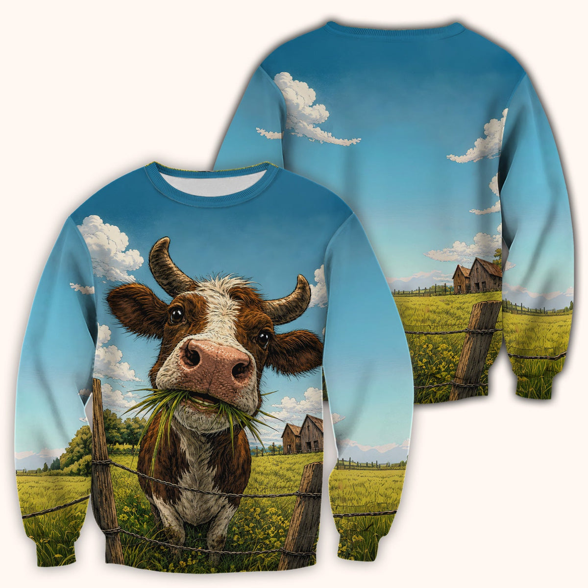 Curious Highland Cow Farm Scene Nurse Scrub Top