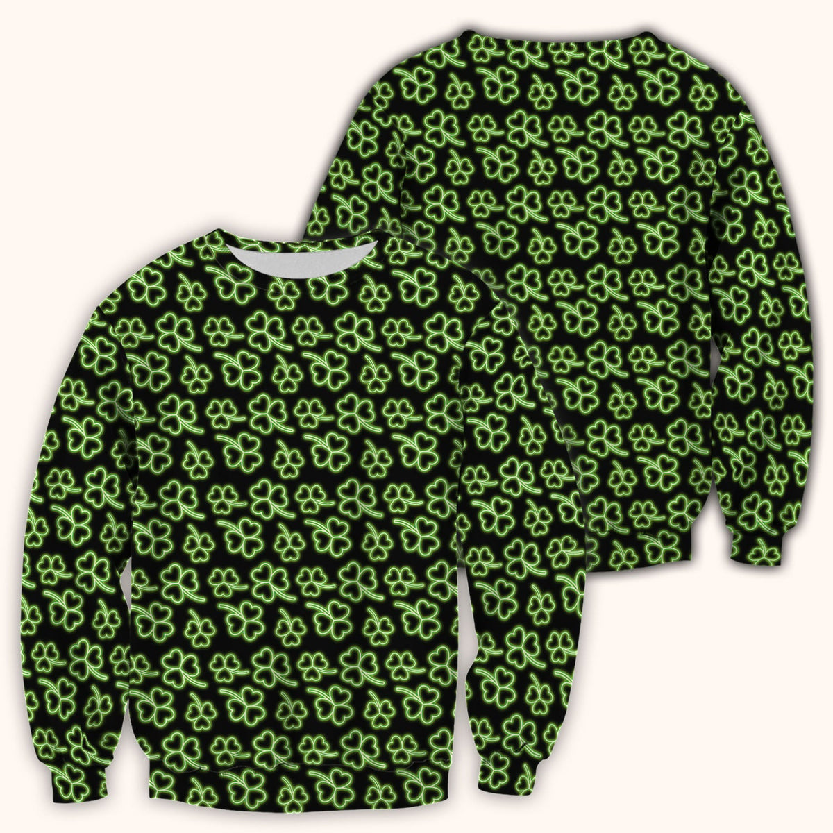 Neon Shamrock Nurse Scrub Top, St. Patrick’s Day Glow Green Pattern Pattern Shirt,  Breathable Fabrics Nursing Uniform