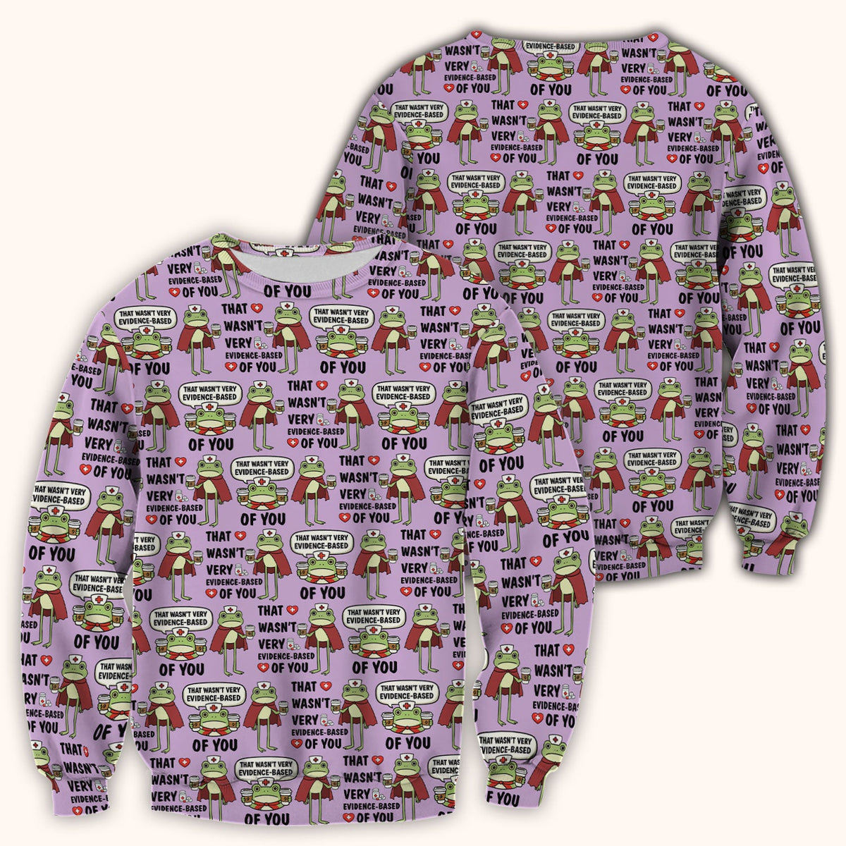 Funny Frog Nurse Quote Medical Pattern Scrub Top, Breathable Fabrics Nursing Uniform