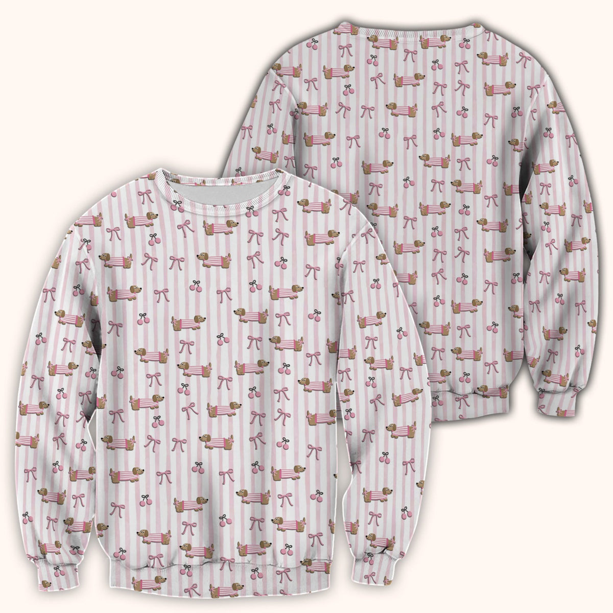 Dachshund Pink Stripe Nurse Scrub Top