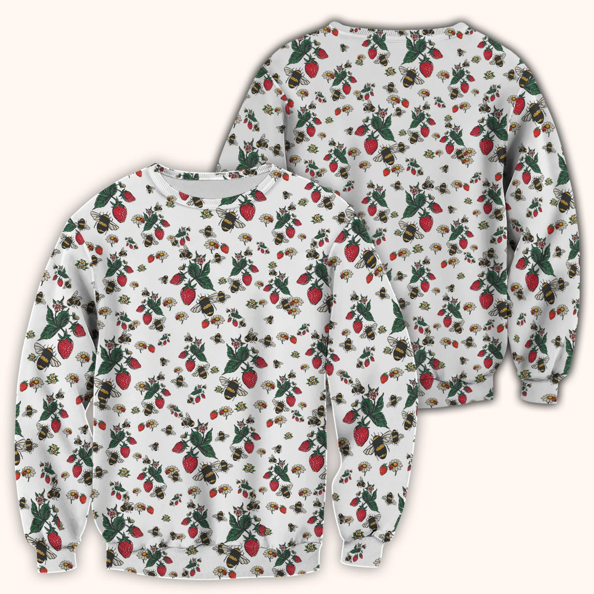 Strawberry Bee Daisy Nurse Scrub Top