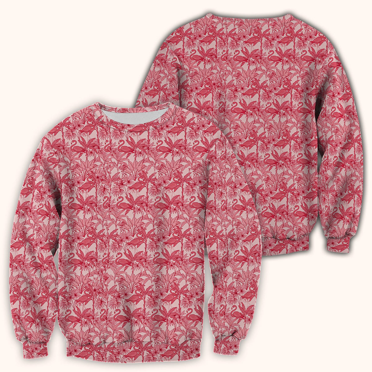 Tropical Flamingo Palm Leaves Nurse Scrub Top