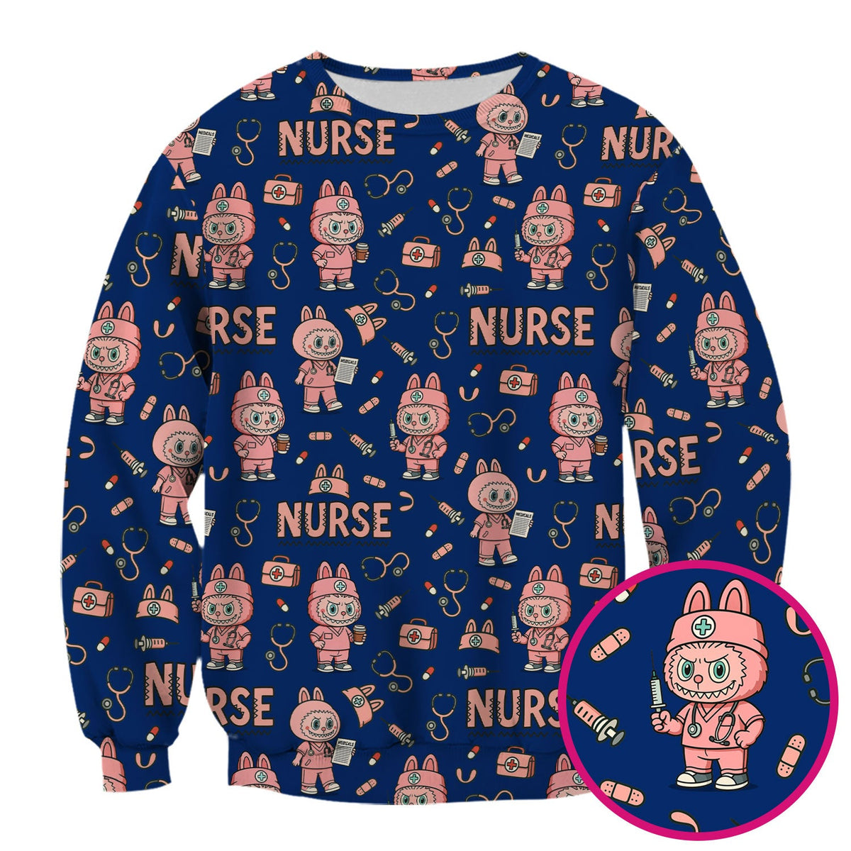 Bunny Cartoon Nurse Scrub Top