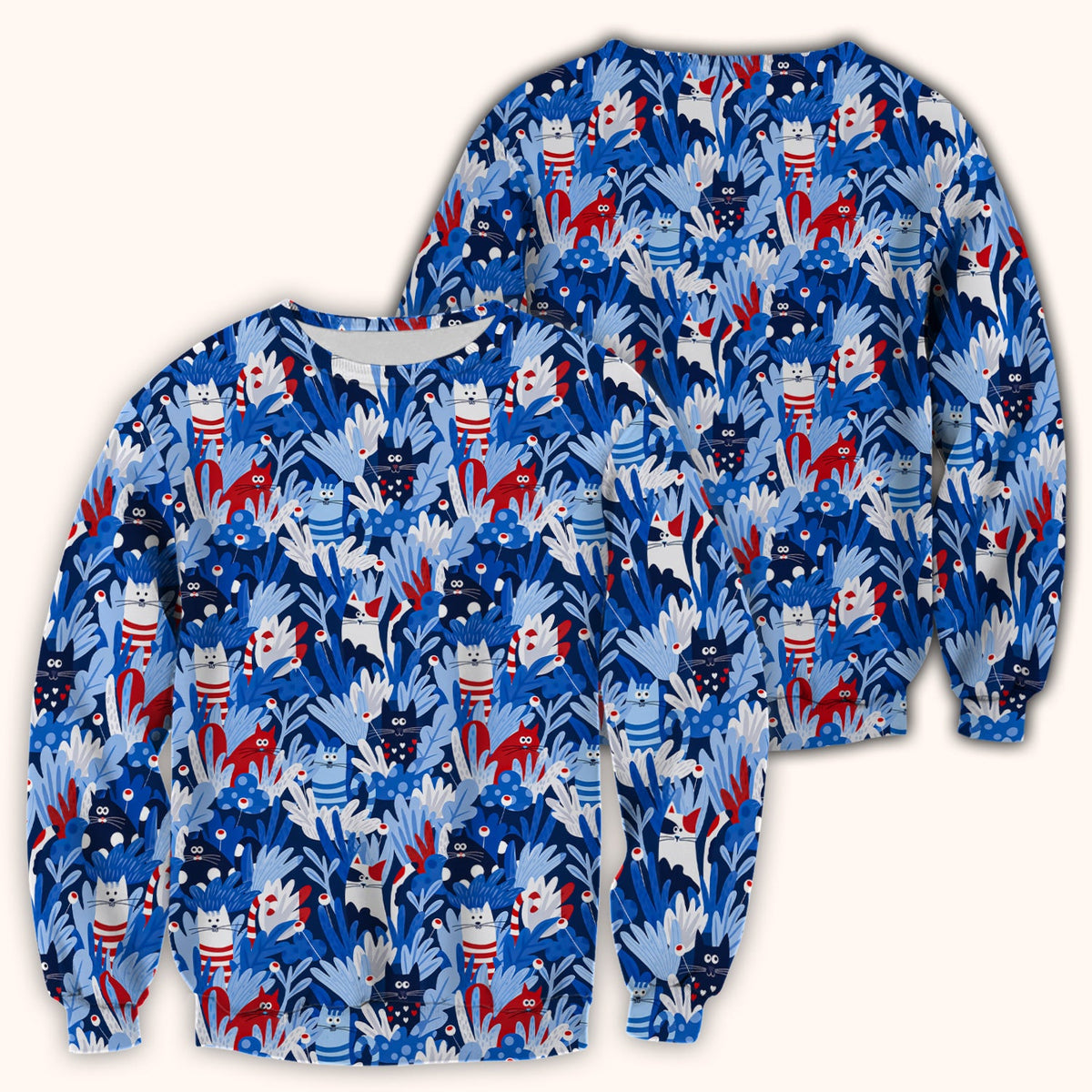 Cats Among Blue Foliage Nurse Scrub Top