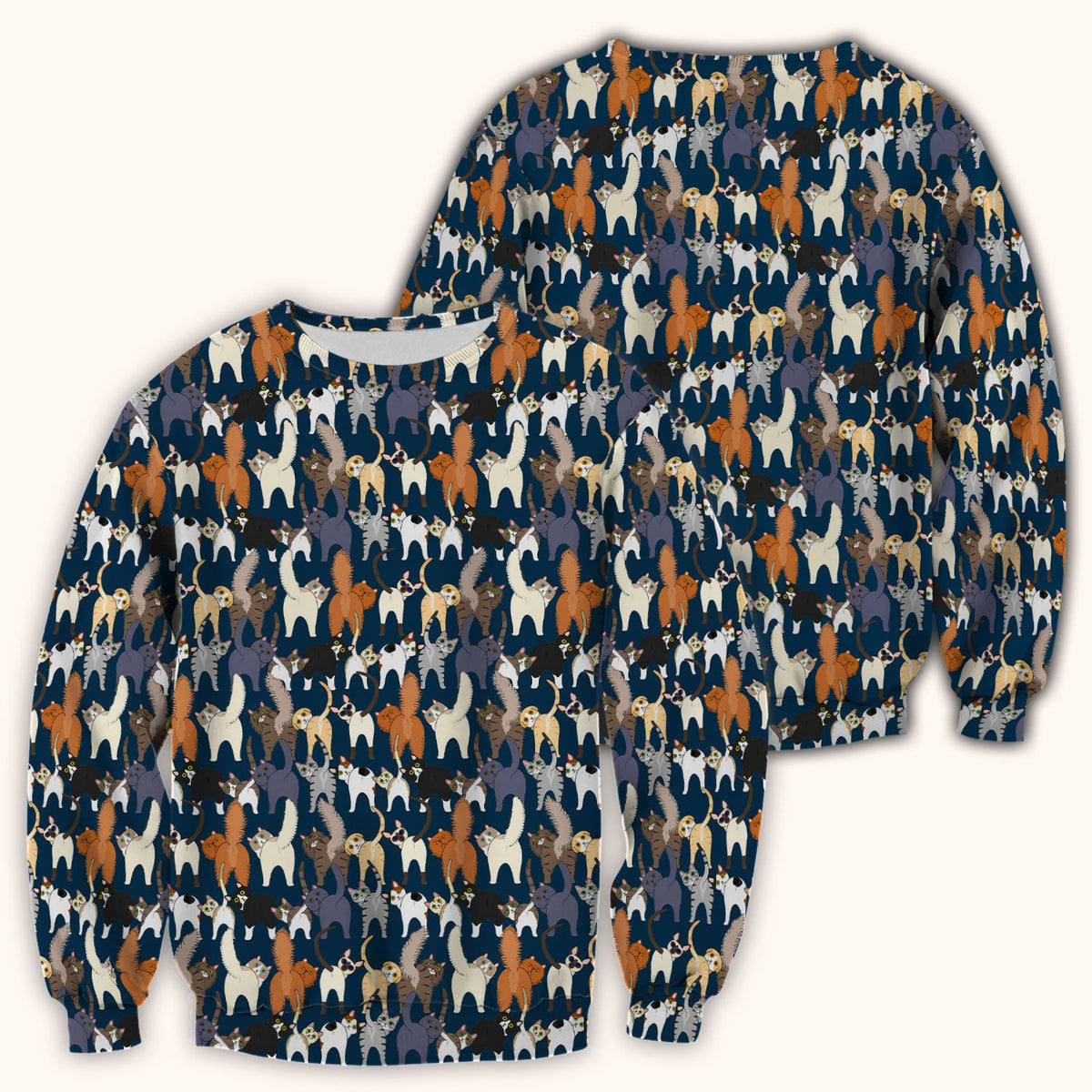 Whimsical Multicolor Cat Cartoon Nurse Scrub Top