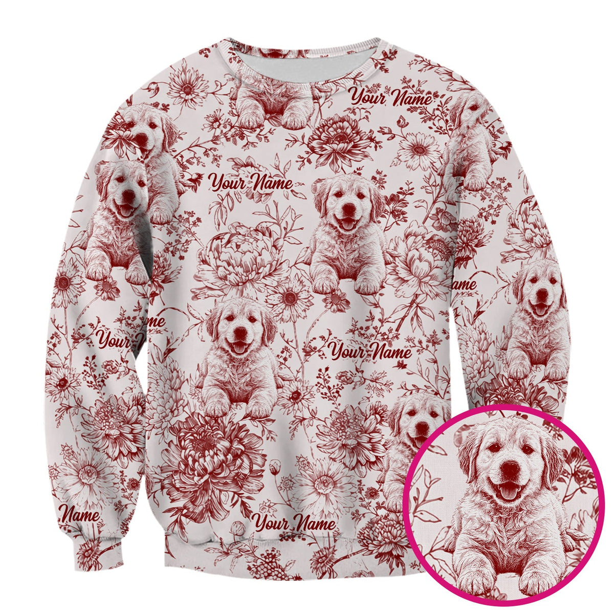 Personalized Pet Photo Floral Nurse Scrub Top