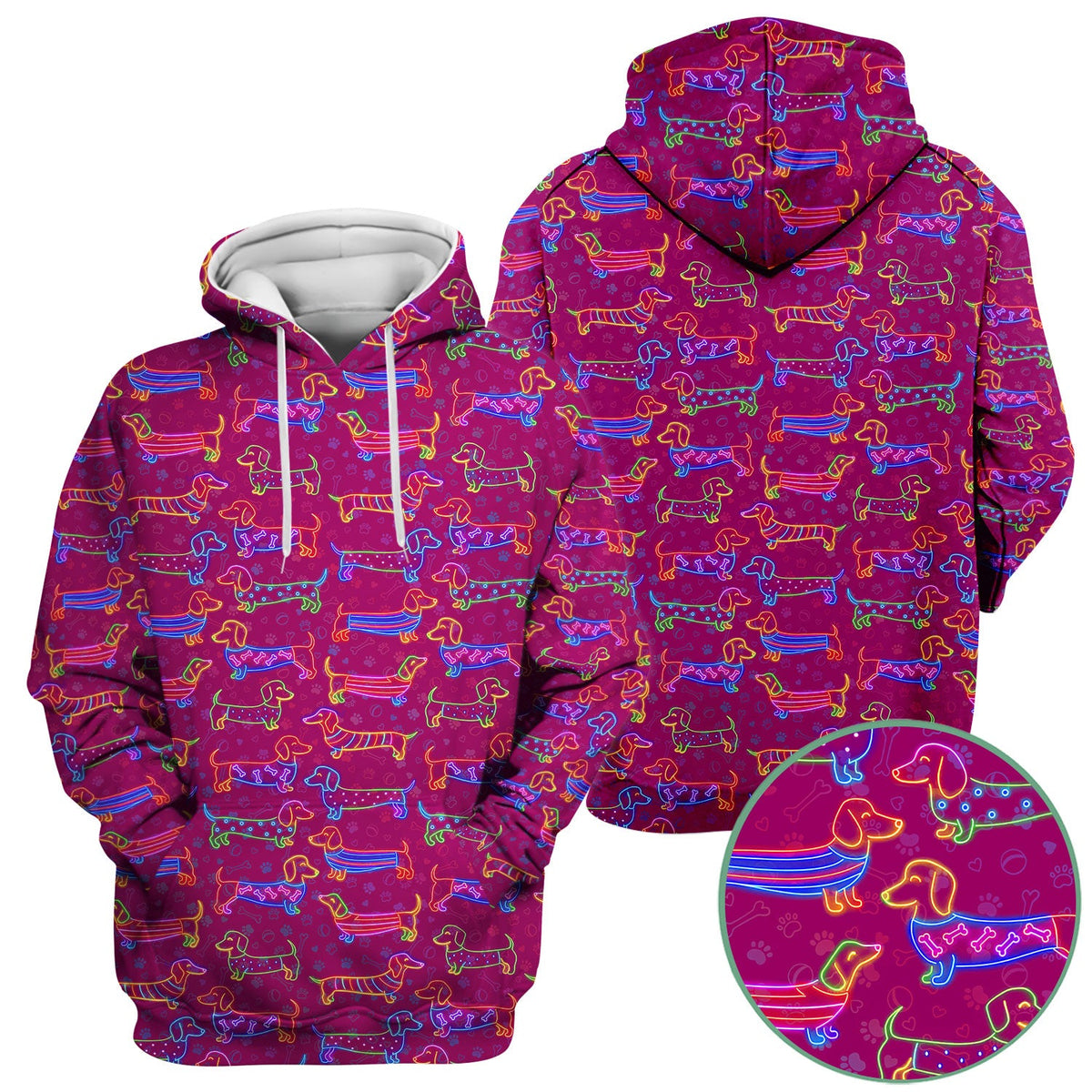 Neon Wiener Dog Nurse Scrub Top