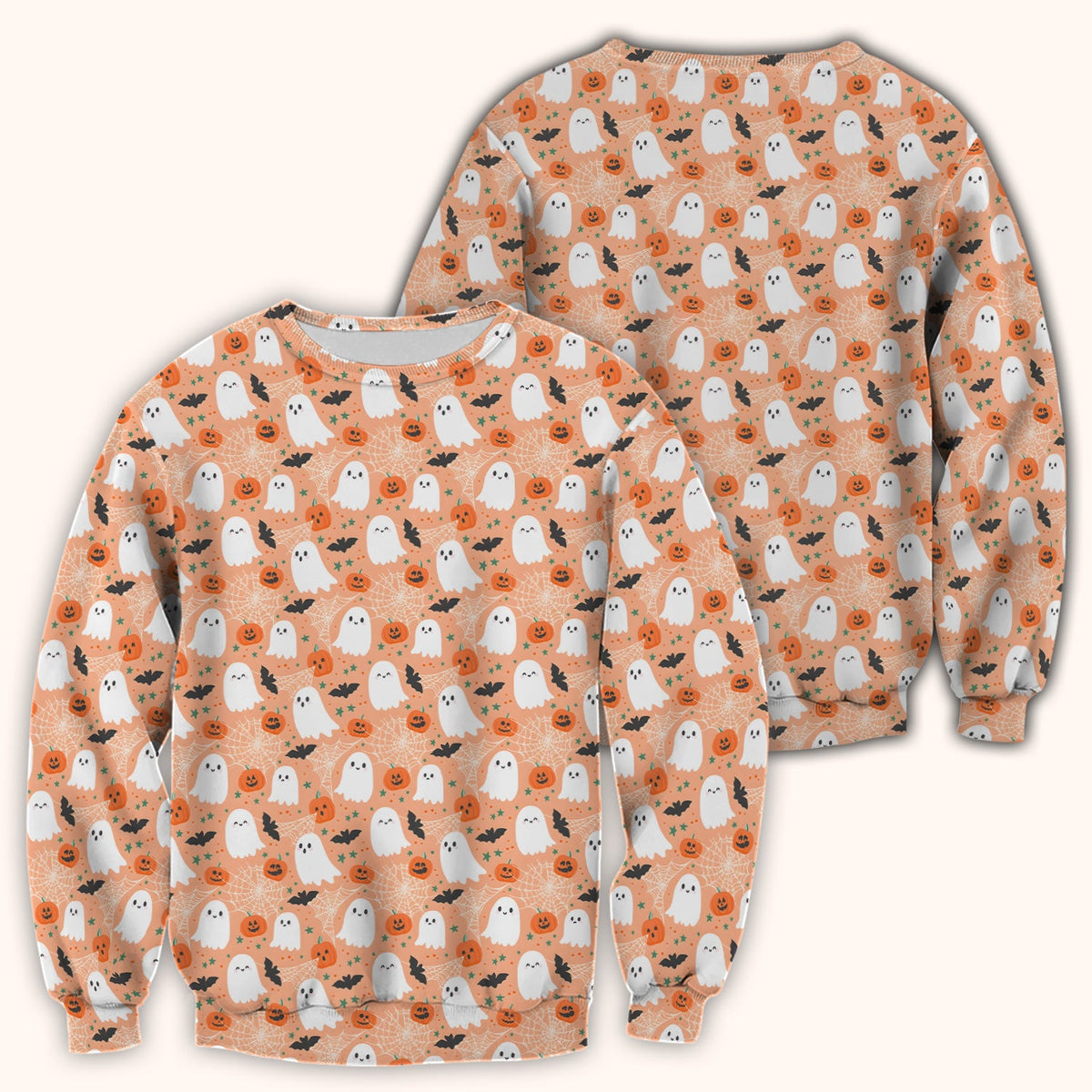 Halloween Ghost Pumpkin Nurse Scrub Top