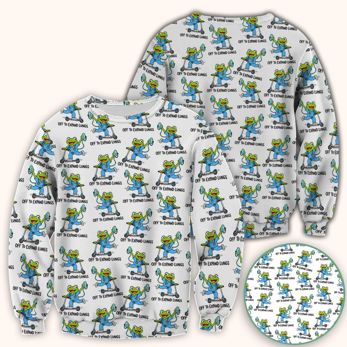 Off To Expand Lungs Frog Nurse Scrub Top