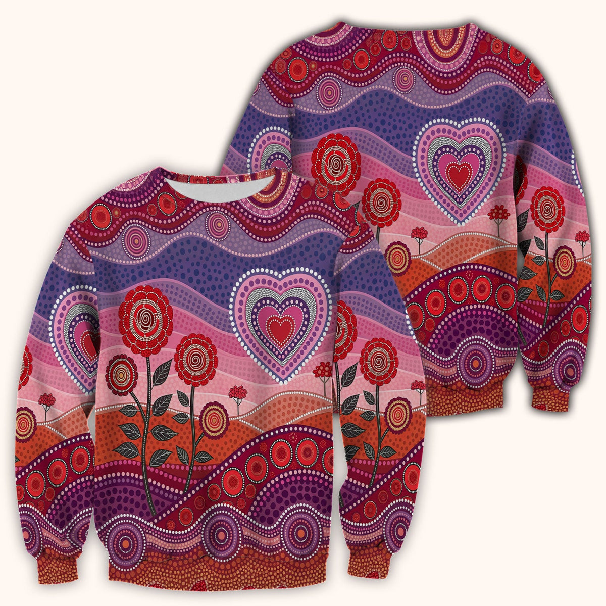 Boho Dot Art Valentine Scrub Top, Artistic Heart Pattern Nurse Shirt, Comfortable Scrubs For Nursing