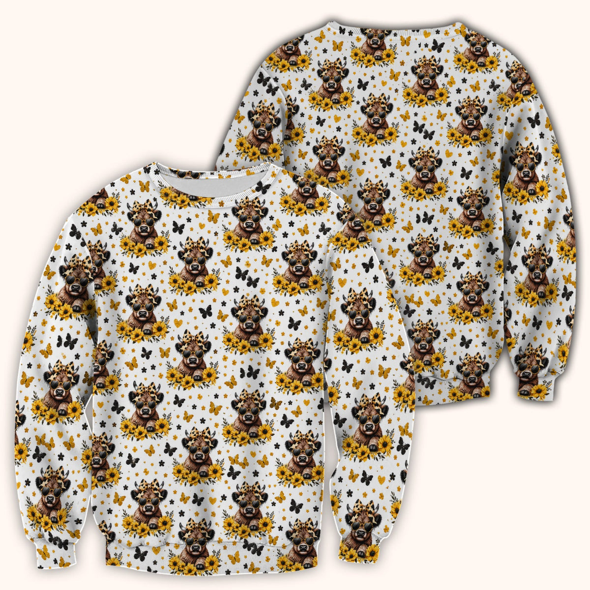 Cow Sunflower Bow Nurse Scrub Top