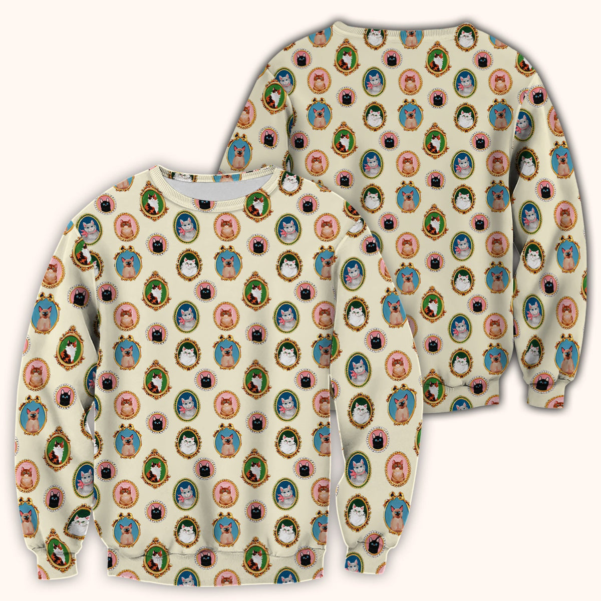 Vintage Cat Portrait Nurse Scrub Top