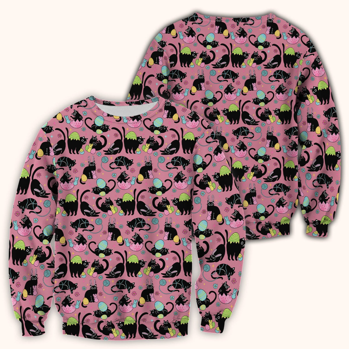 Black Cat Egg Nurse Scrub Top - Easter Gift