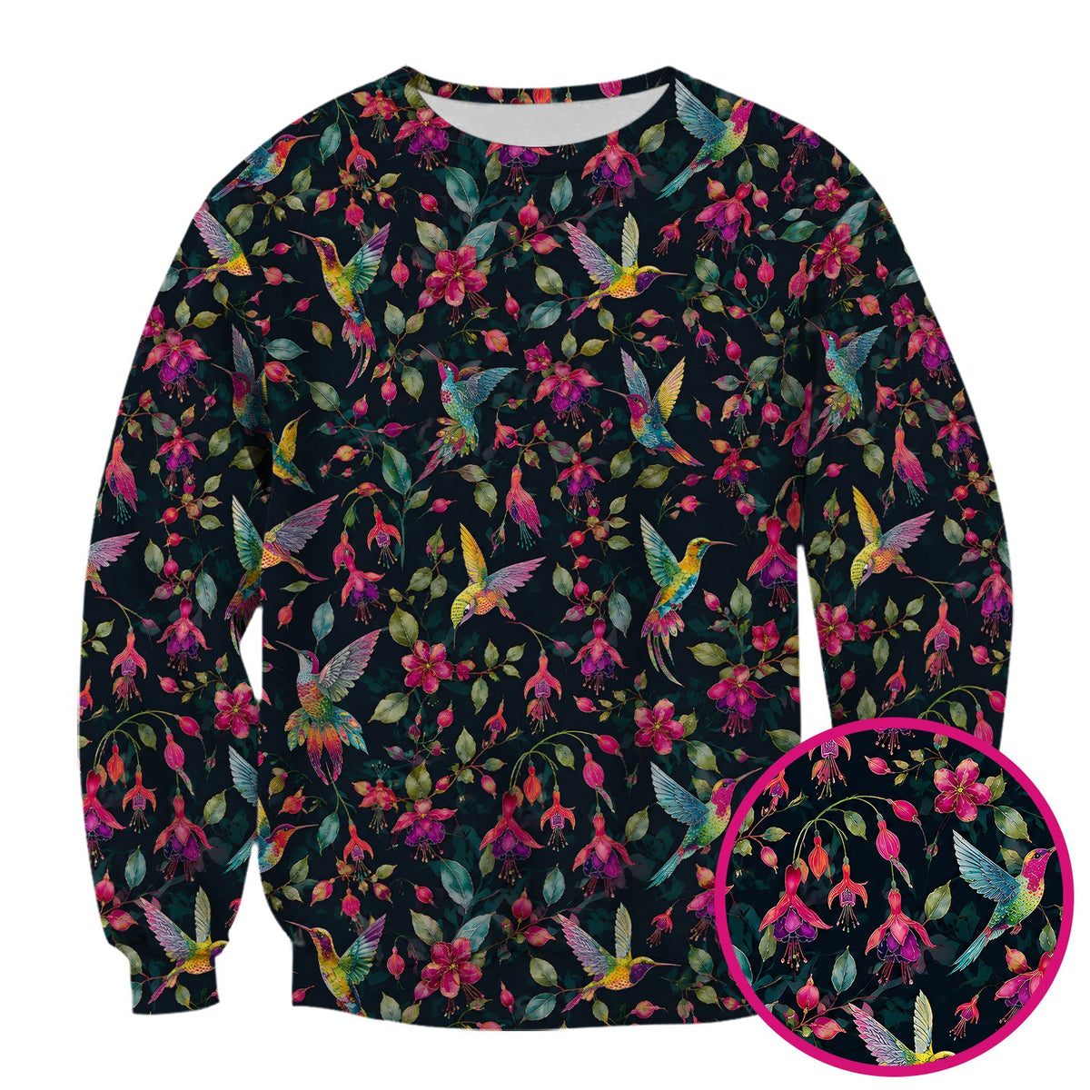 Hummingbird Fuchsia Bloom Nurse Scrub Top