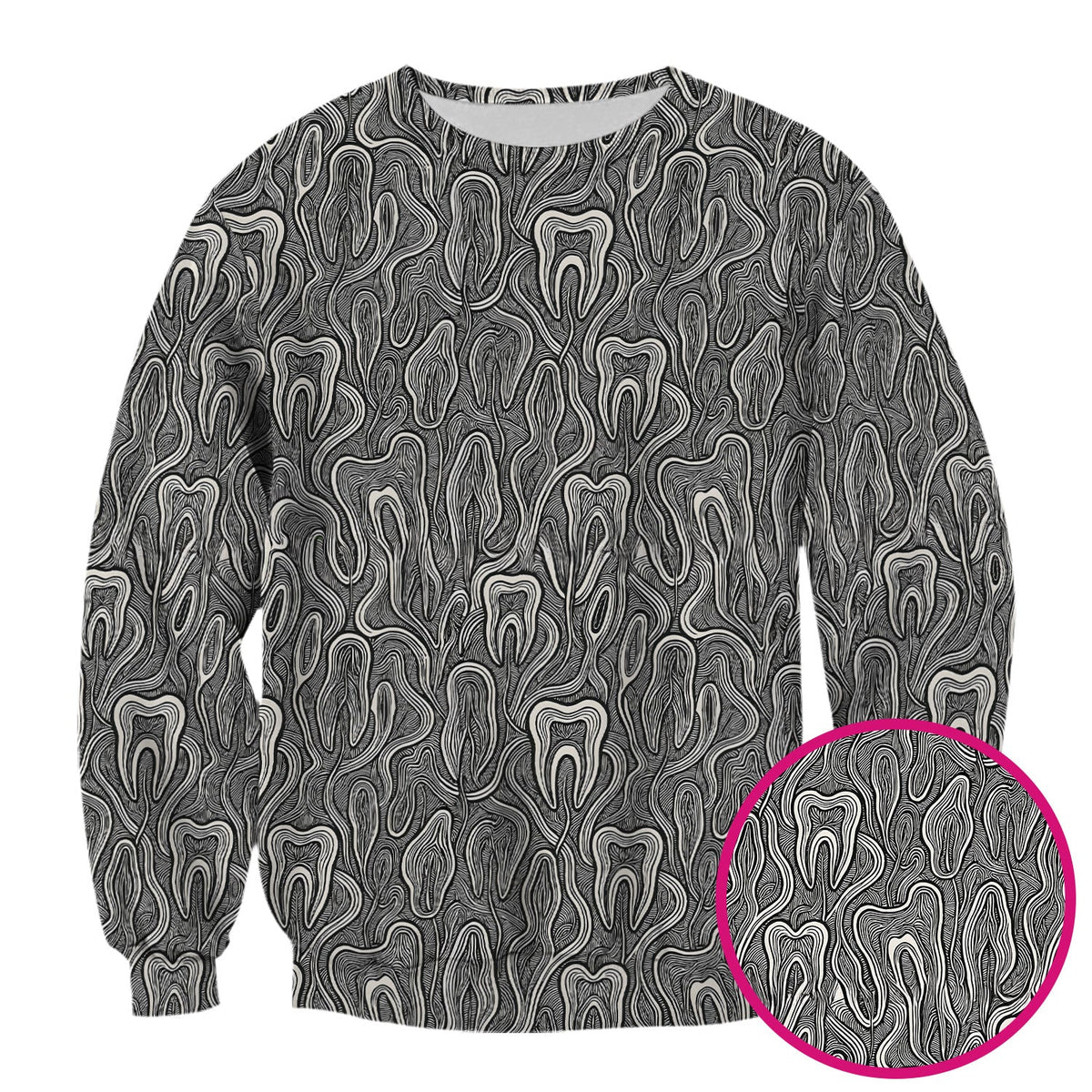 Dental Tooth Line Art Nurse Scrub Top