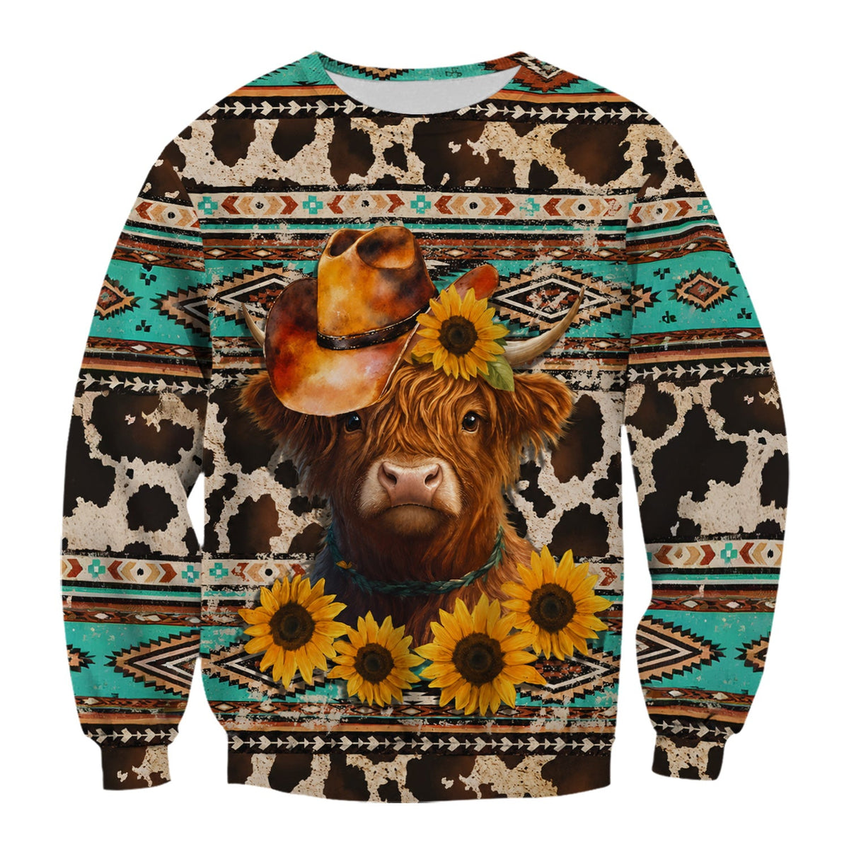 Western Highland Cow Sunflowers Nurse Scrub Top