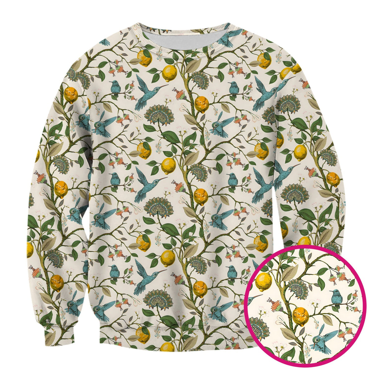 Hummingbird Lemon Floral Nurse Scrub Top