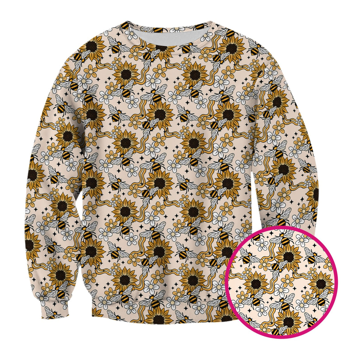 Sunflower Honey Bee Floral Nurse Scrub Top