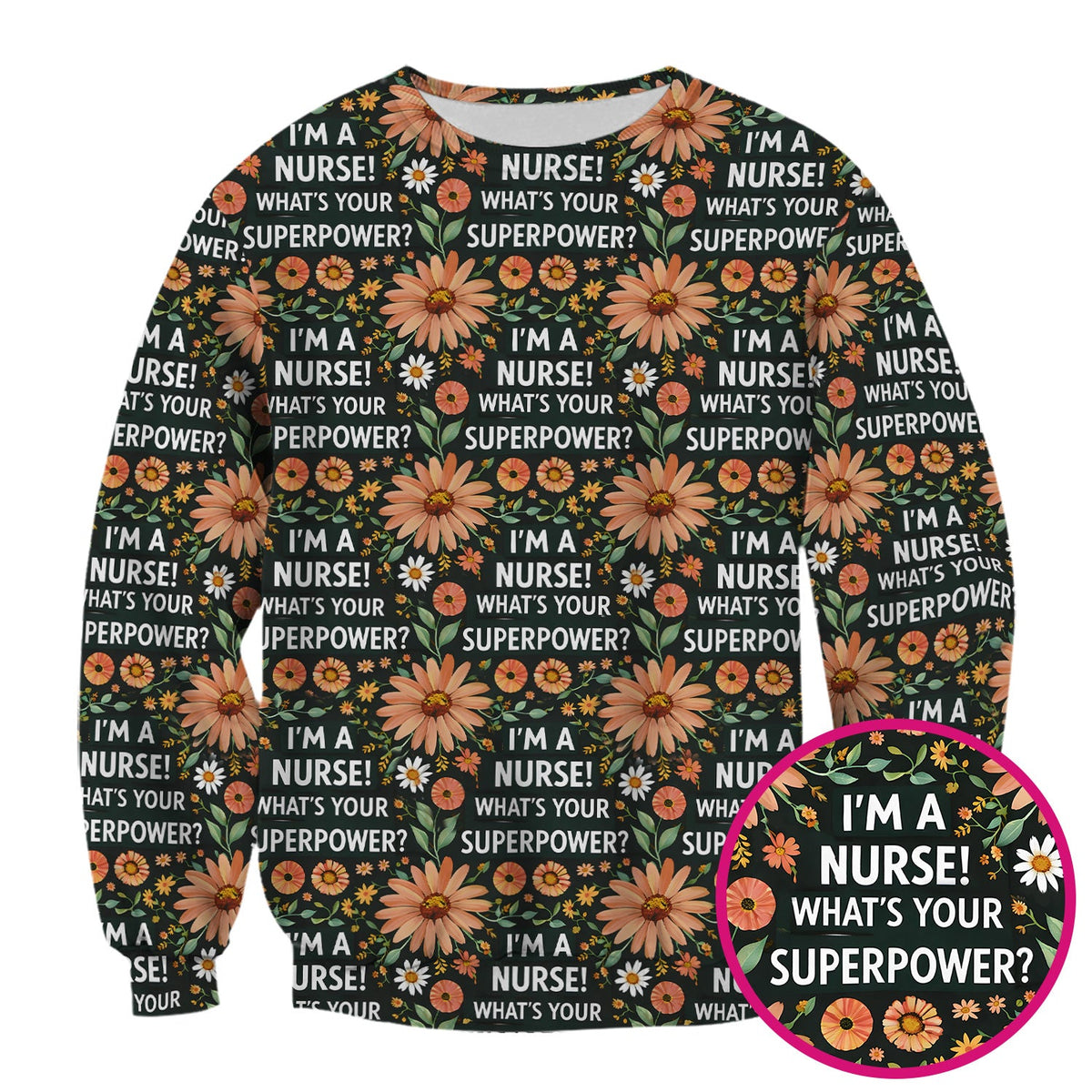 Superpower Floral Nurse Scrub Top