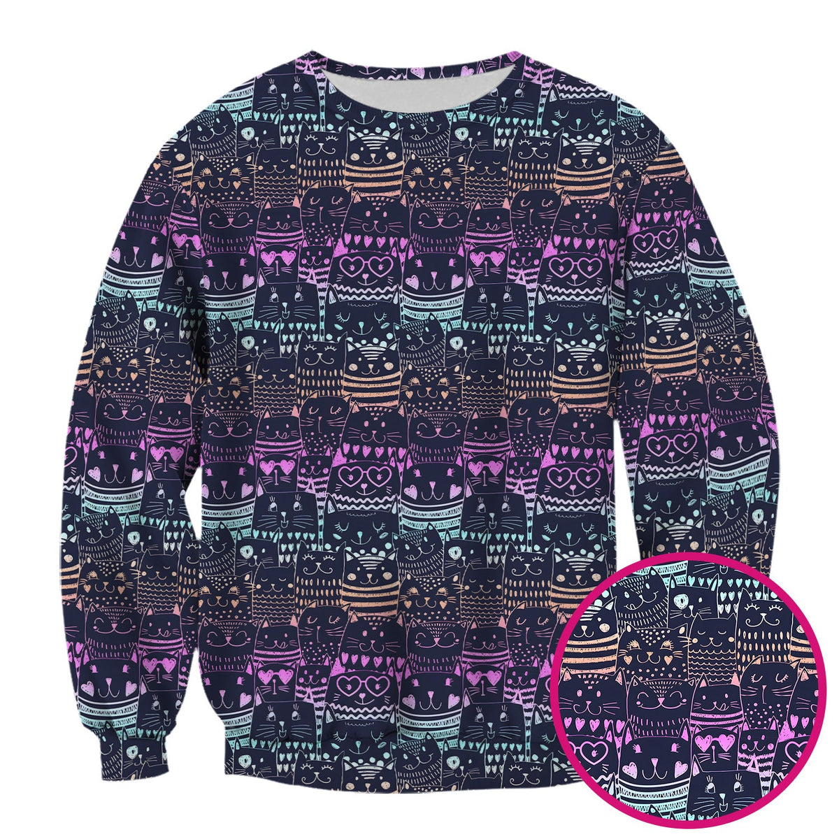 Neon Cat Faces Nurse Scrub Top