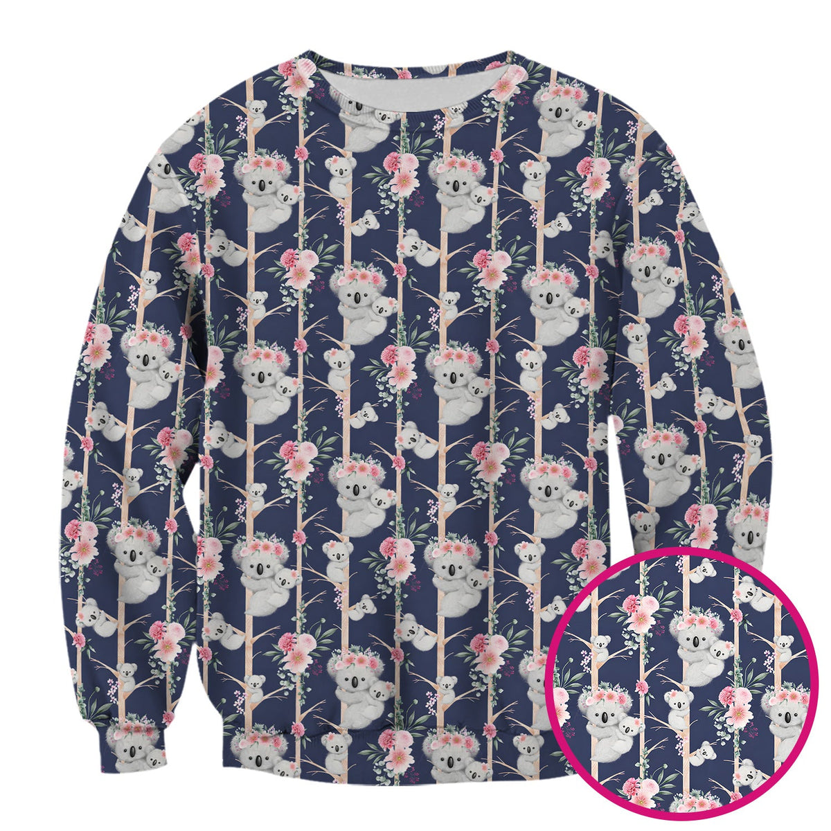 Koala Climbing Tree Blossom Nurse Scrub Top