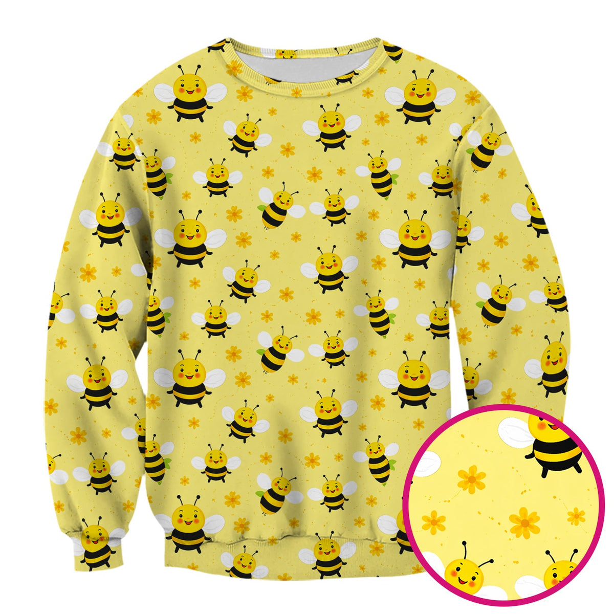 Cute Smiling Bee Yellow Floral Print Scrubs, Comfortable Scrubs for Nurses