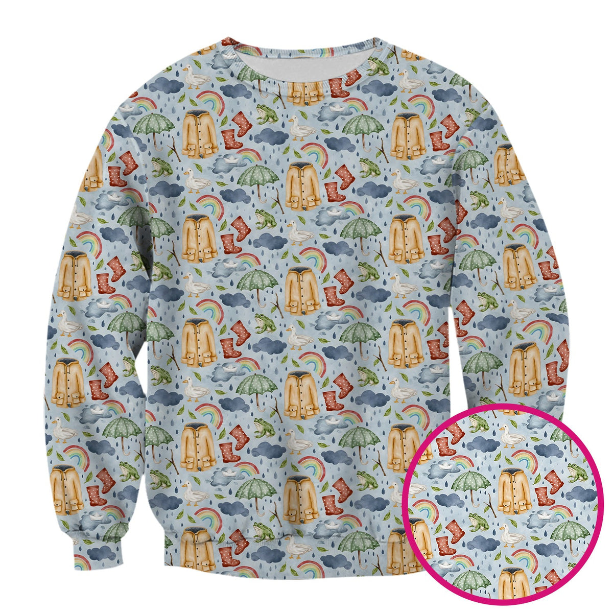Rainy Day Ducks & Frog Nurse Scrub Top