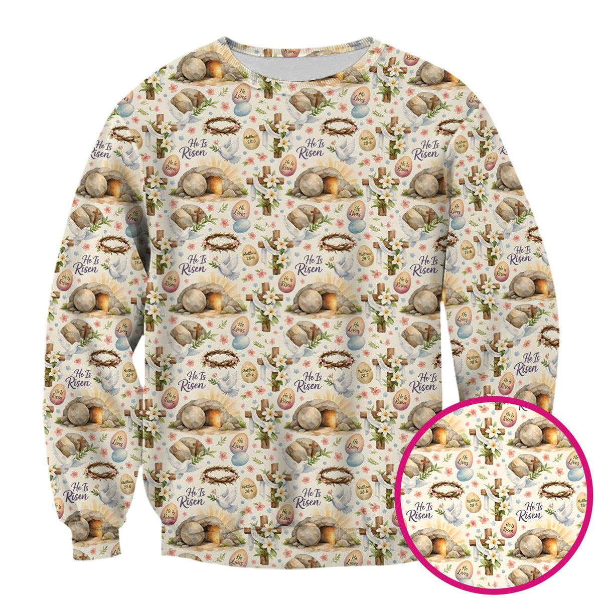 Risen Cross Tomb Lily Nurse Scrub Top - Easter Gift