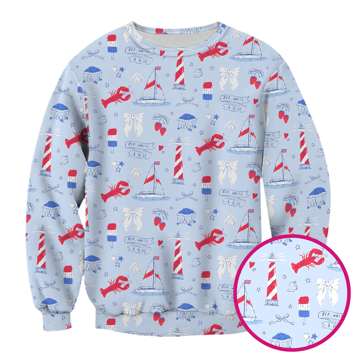 Lobster Lighthouse Sailboat Nurse Scrub Top