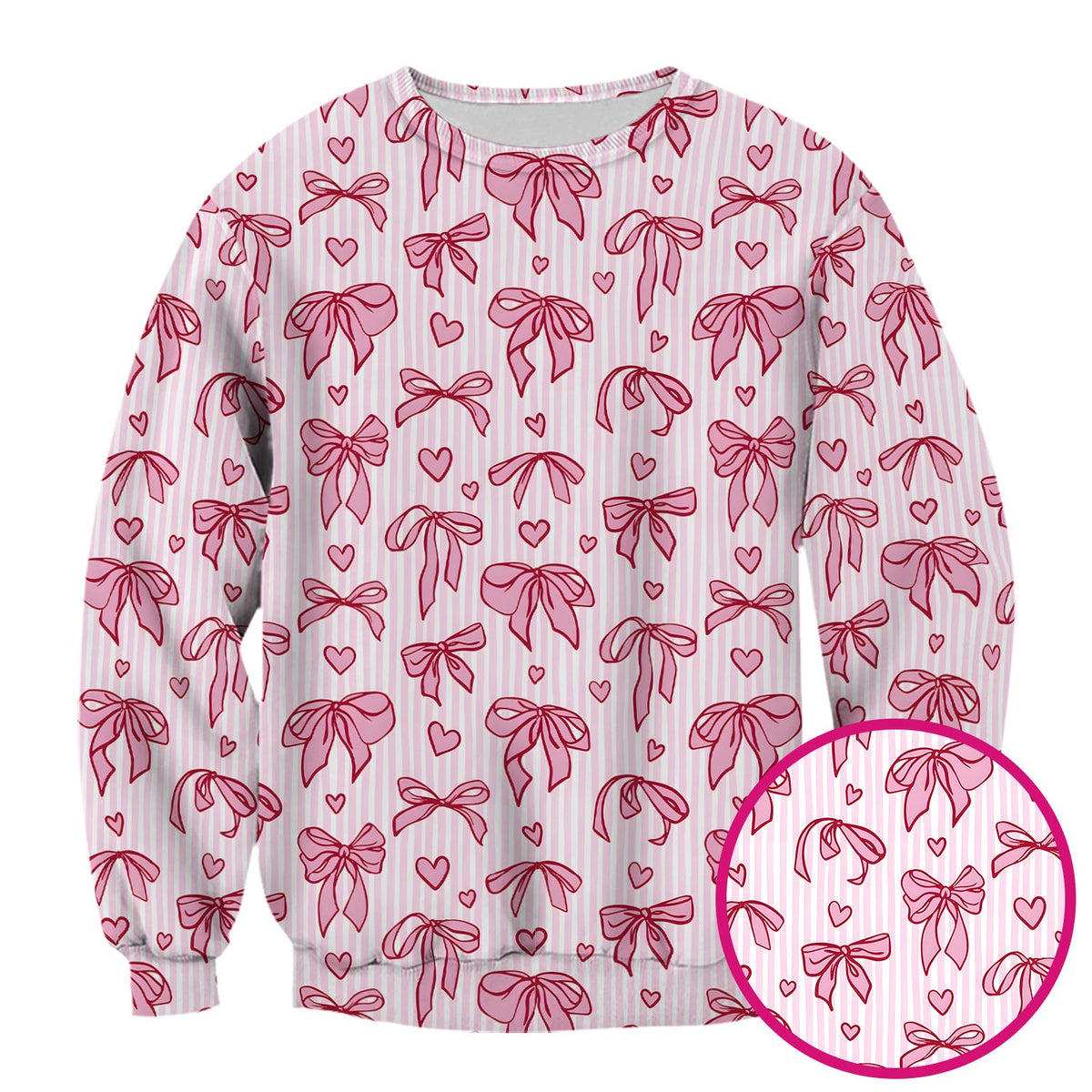 Pink Bow Heart Stripe Nurse Scrub Top