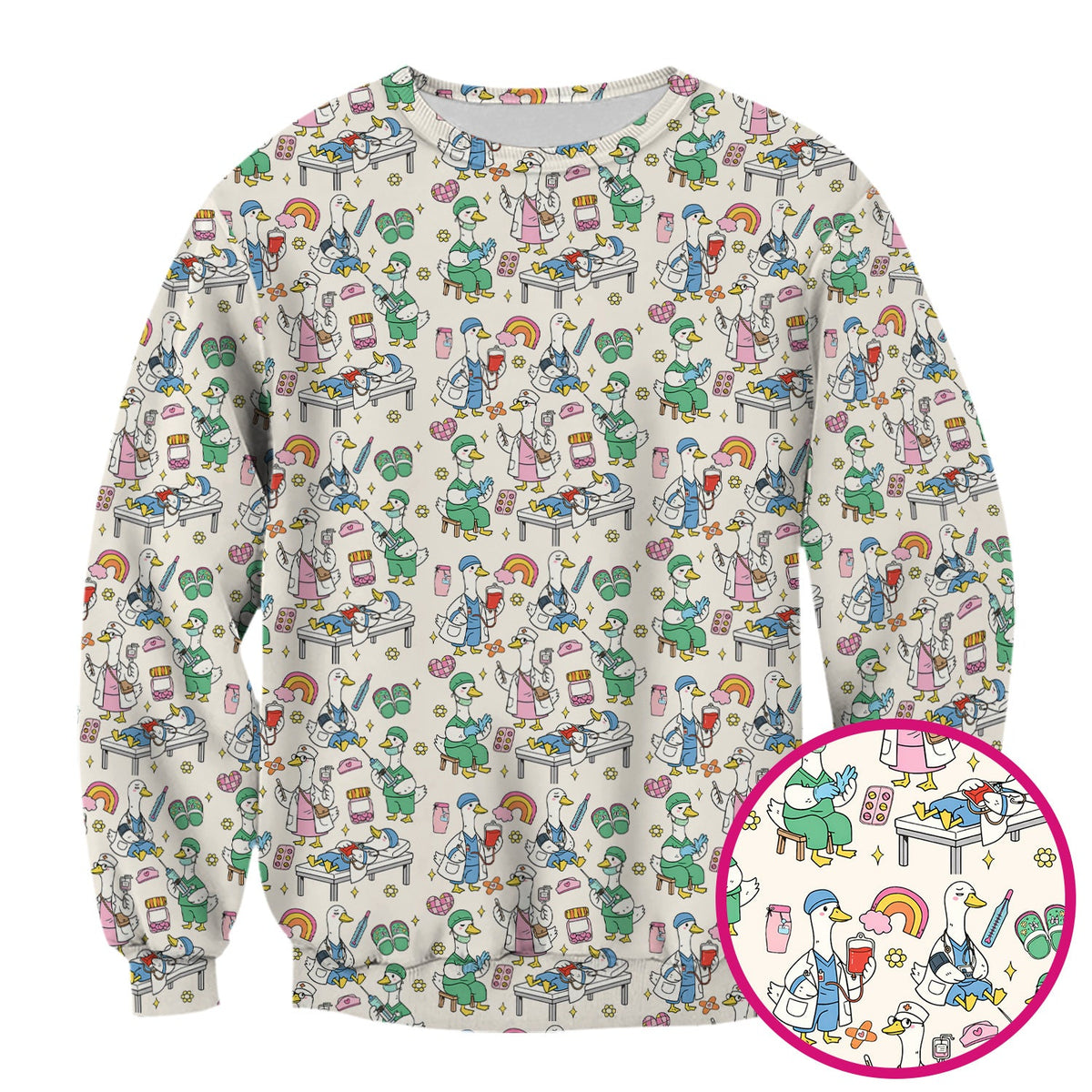 Duck Medical Doodle Nurse Scrub Top