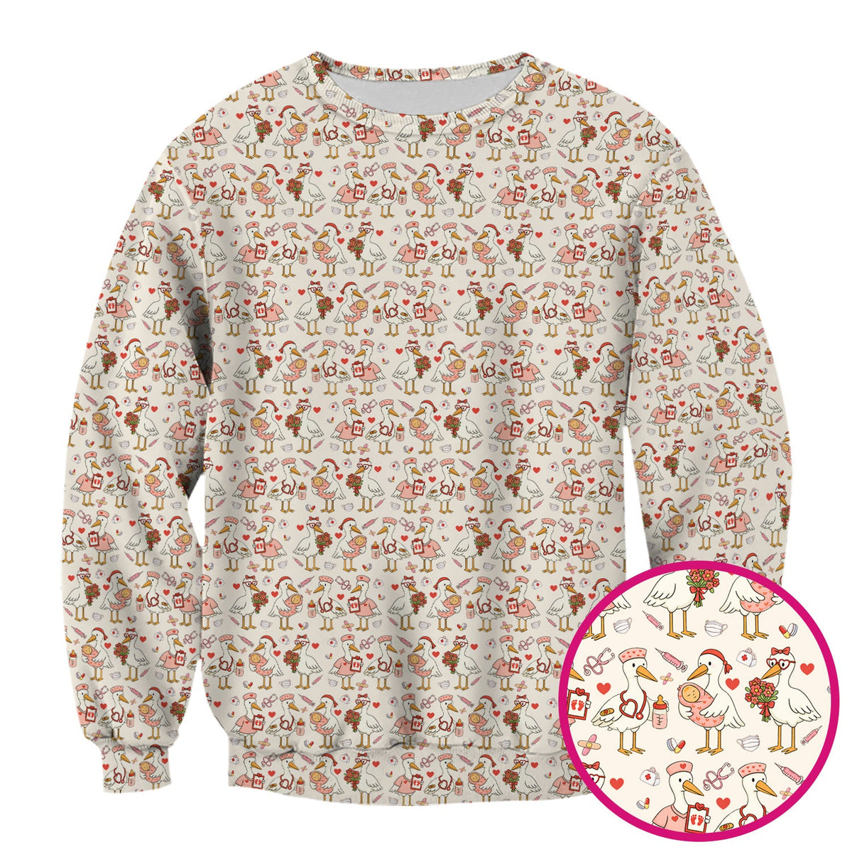 Valentine Goose Nurse Scrub Top