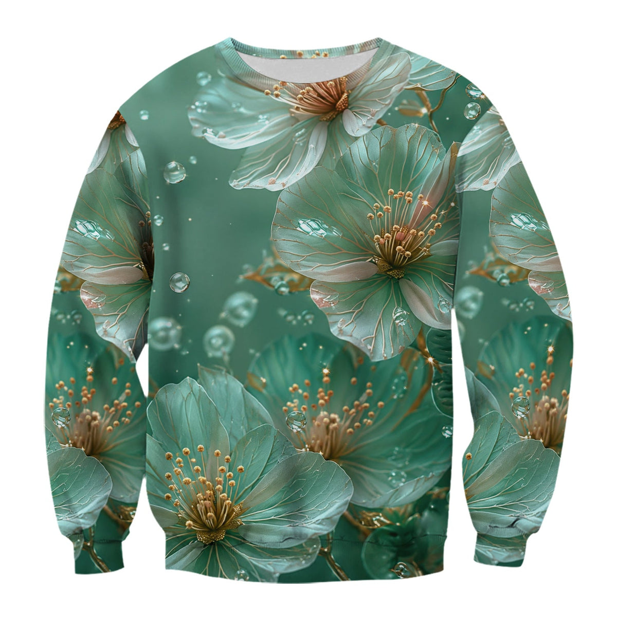 Elegant Mint Blossom Dewdrop Nurse Scrub Top