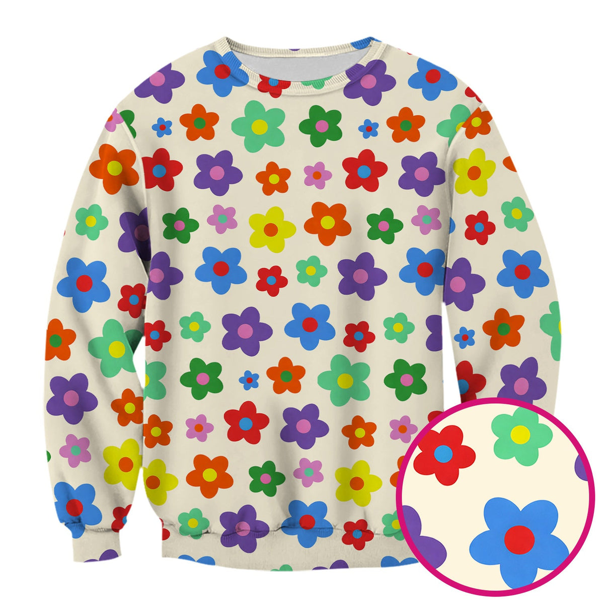 Colorful Retro Flower Nurse Scrub Top