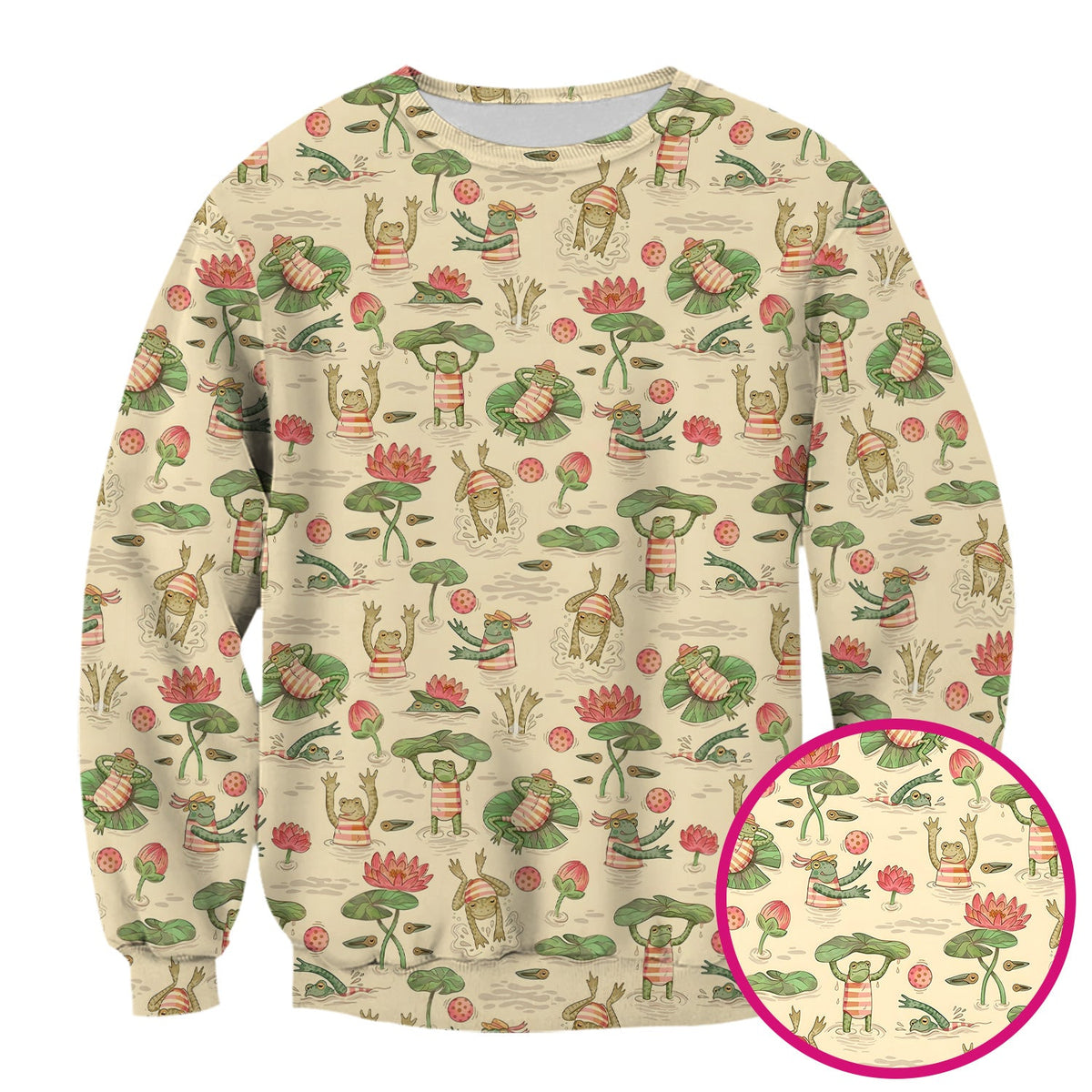 Frogs Swimming Lily Pond Nurse Scrub Top