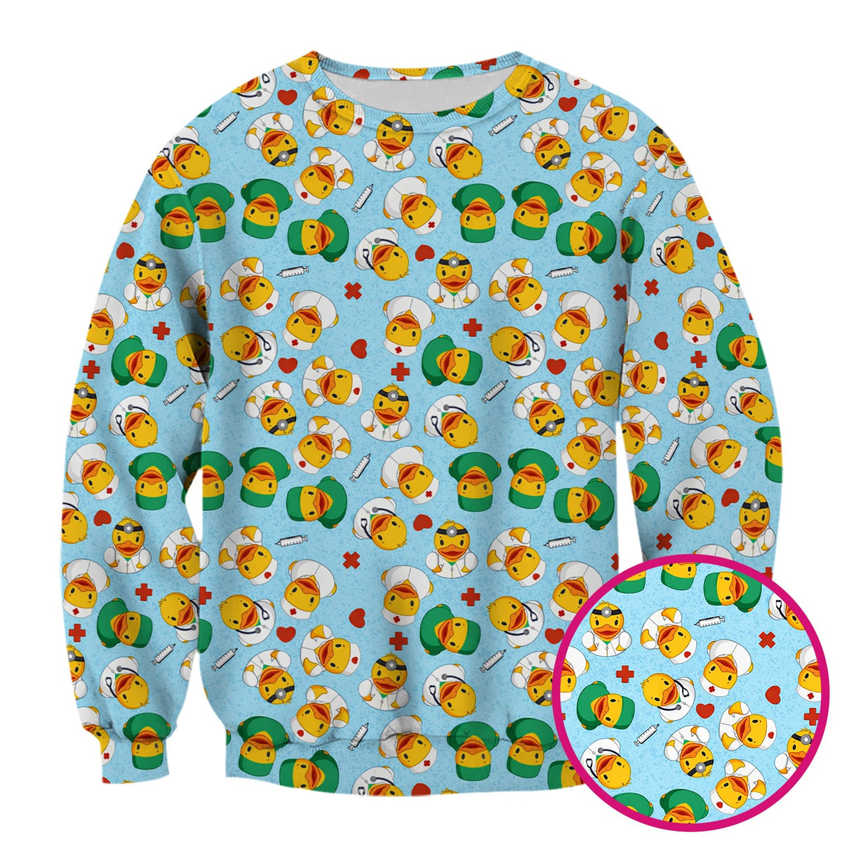Duck Doctor Cartoon Nurse Scrub Top