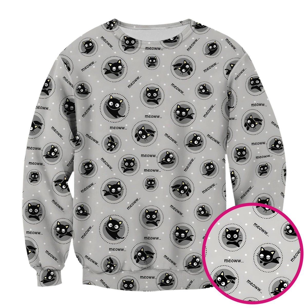 Black Cat Meow Nurse Scrub Top