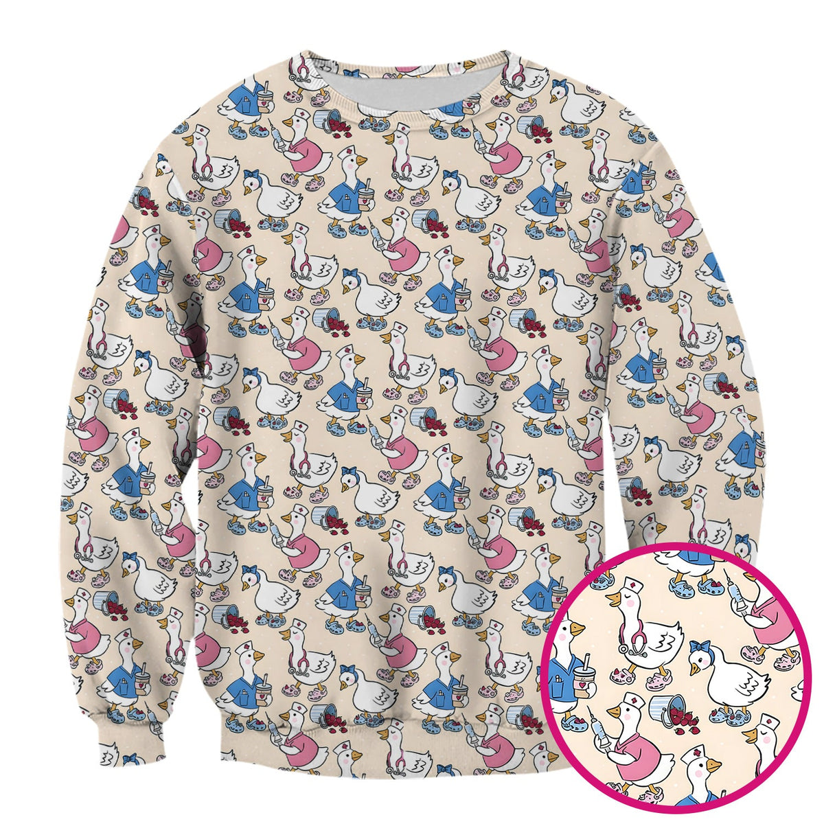 Goose Cartoon Nurse Scrub Top