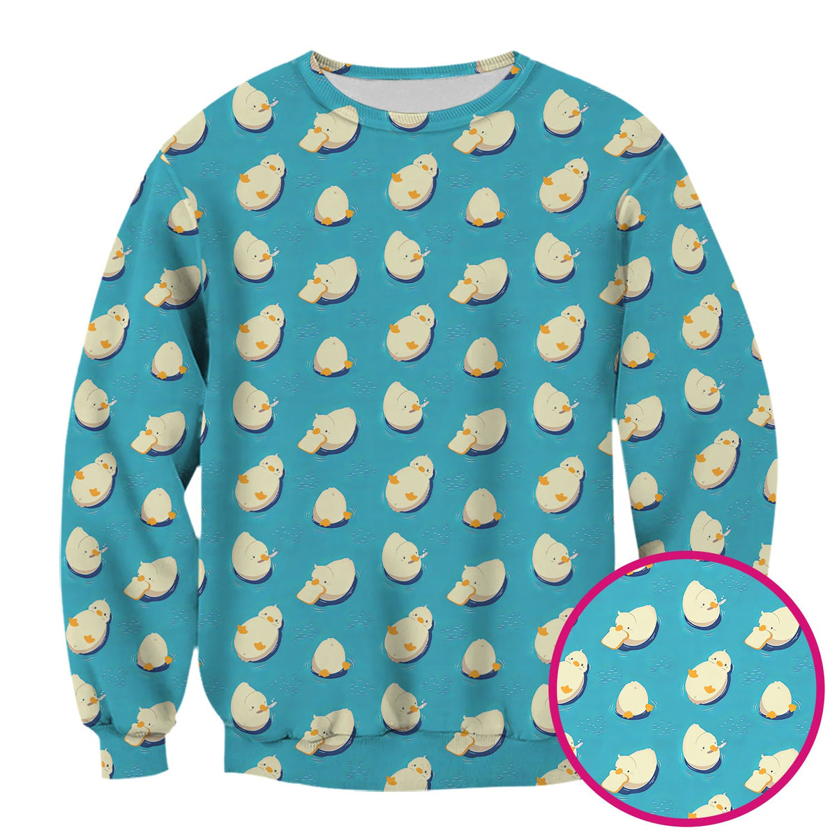 Cute Blue Duck Pond Nurse Scrub Top